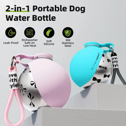 Portable Dog Water Bottle 285 ml With Foldable Bowl