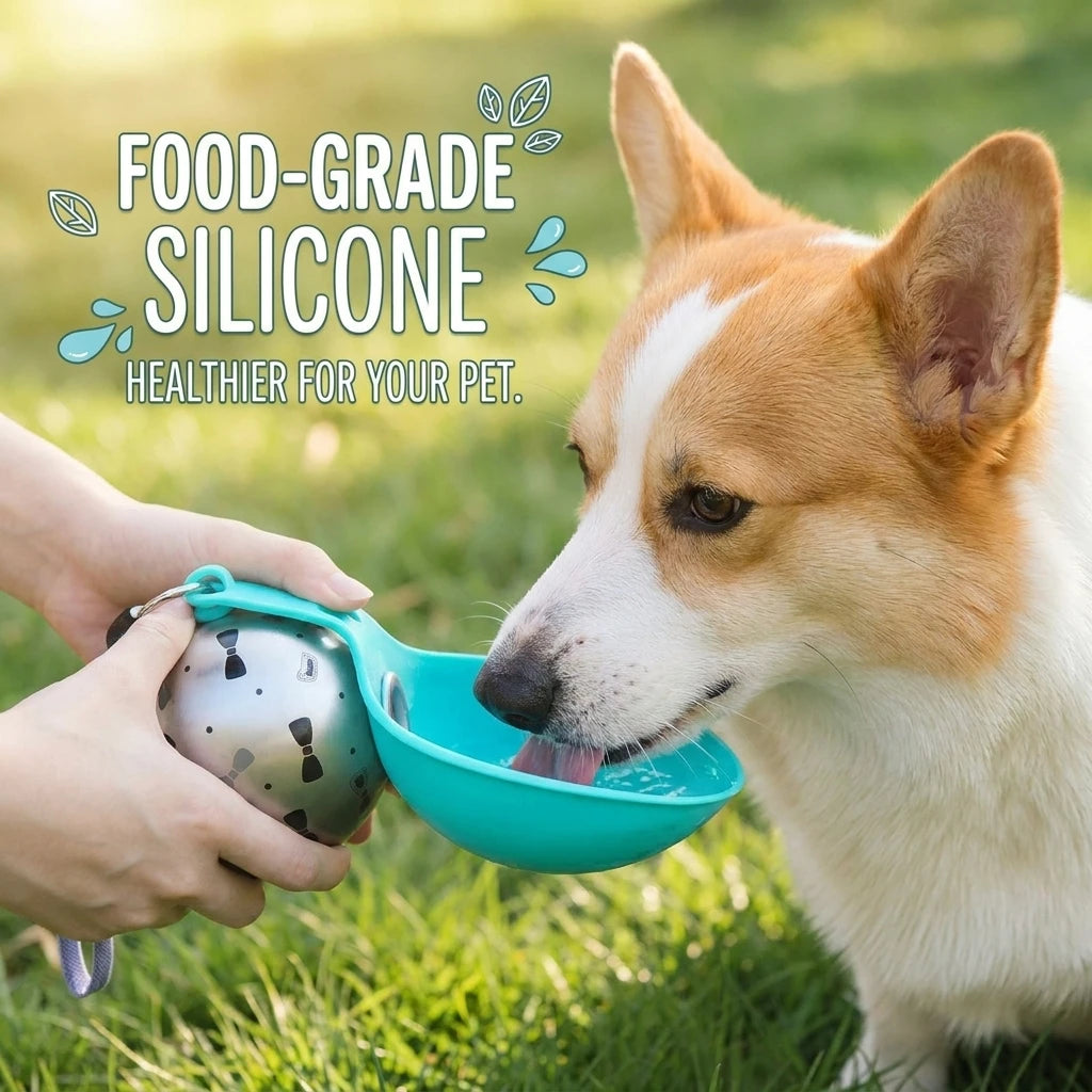 Portable Dog Water Bottle 285 ml With Foldable Bowl
